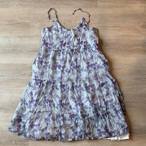 Floral Purple Mini Dress - One Broken Strap, Easy Fix
